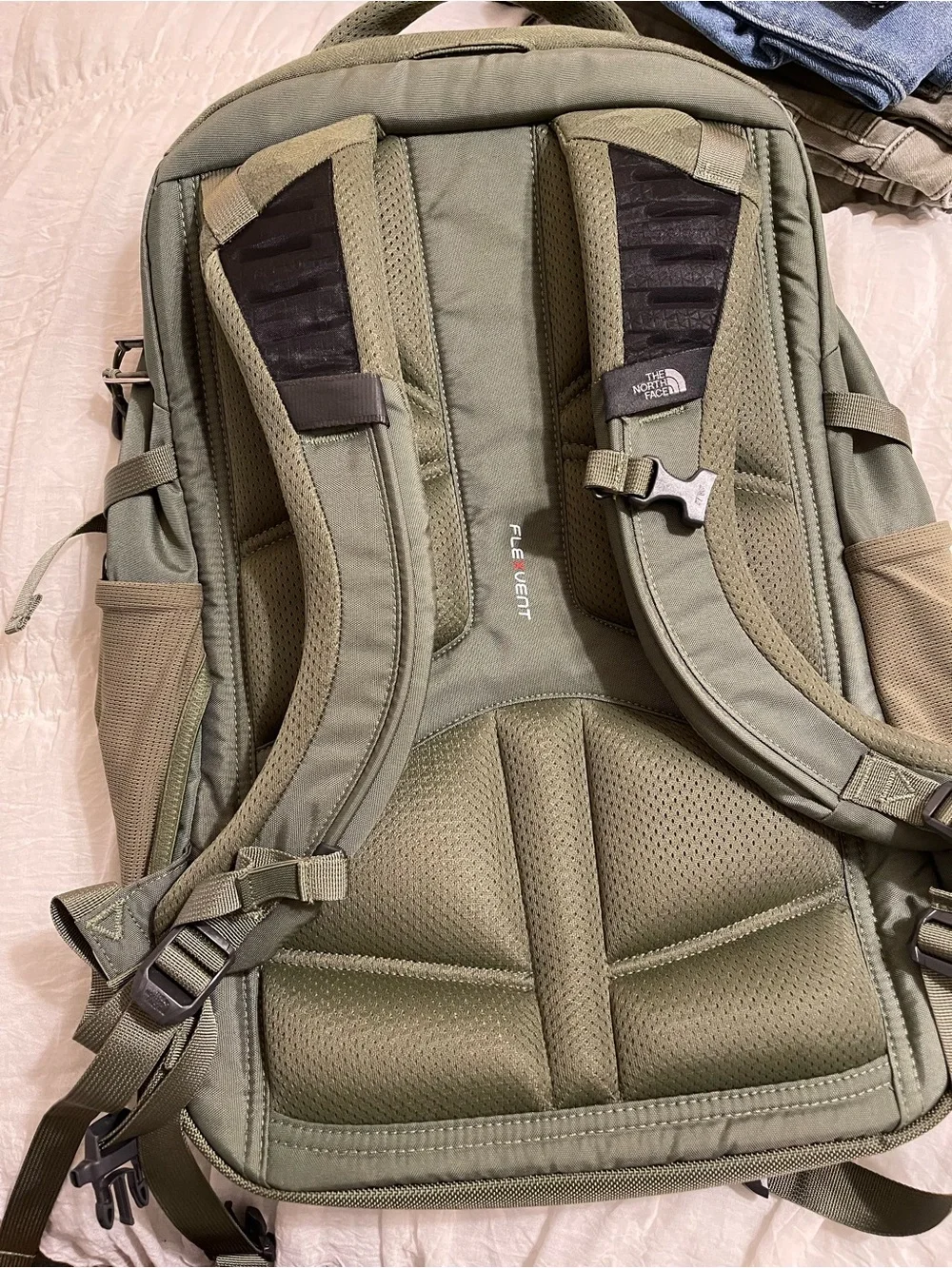 The North Face Olive Green & Purple Backpack